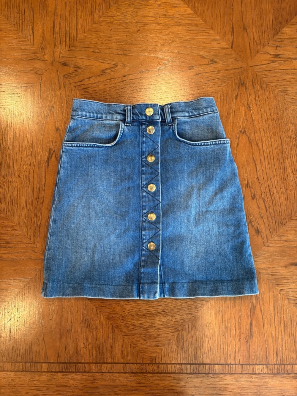 Frame Denim Blue Button-Front Mini Skirt